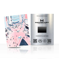 Pastel City Abstract Metal Wall Art – Modern Urban Geometry Magnetic Aluminium Print | MagnetArt