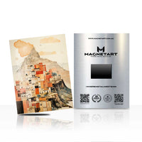 Abstract Cliffside City Metal Wall Art – Modern Geometric Architecture Aluminium Poster | MagnetArt