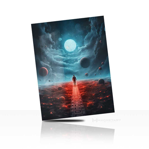 Crimson Horizon – Abstract Cosmic Landscape Wall Art