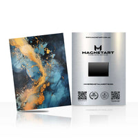 Azure Gold Flow Metal Wall Art – Luxury Abstract Marble Magnetic Aluminium Print | MagnetArt