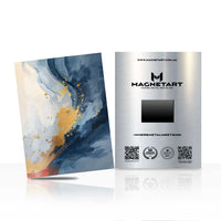 Oceanic Gold Flow Metal Wall Art – Luxury Blue Abstract Magnetic Aluminium Print | MagnetArt