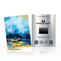 Golden Horizon Abstract Metal Wall Art – Luxury Blue & Gold Magnetic Aluminium Print | MagnetArt