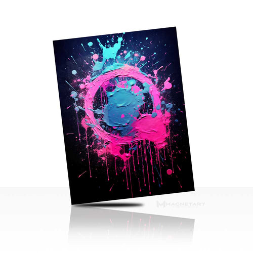 Neon Orbit – Abstract Splash Circle Wall Art
