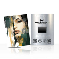 Emerald Muse Expression Metal Wall Art – Abstract Feminine Portrait Magnetic Aluminium Print | MagnetArt