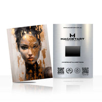 Golden Ethereal Woman Metal Wall Art – Luxury Abstract Portrait Magnetic Aluminium Print | MagnetArt