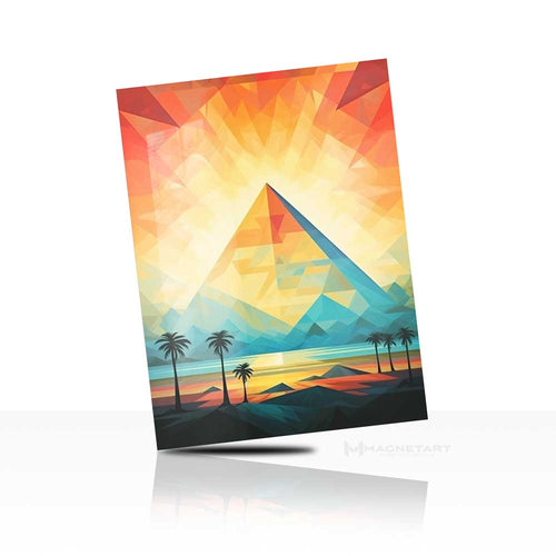 Sunrise Geometry – Abstract Pyramid Landscape Wall Art