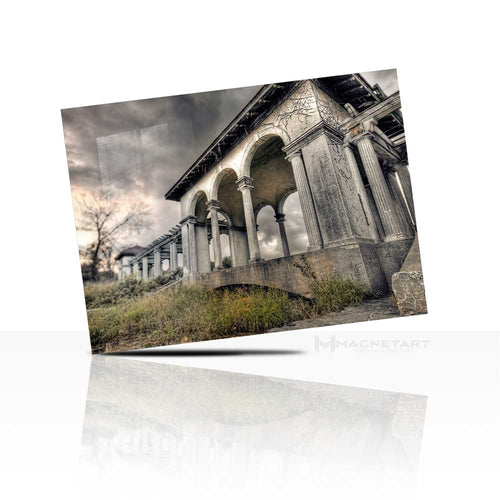 Abandoned Classical Ruins Metal Wall Art – Historic Columns Landscape Aluminium Print | MagnetArt