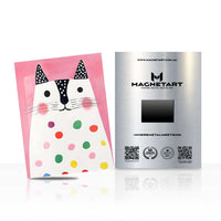 Polka Dot Kitty Metal Wall Art – Cute Scandinavian Cat Illustration Magnetic Aluminium Print | MagnetArt
