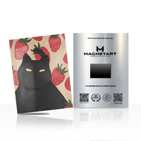 Black Cat Strawberry Wall Art – Cute Aesthetic Aluminium Print | MagnetArt