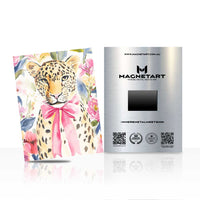 Fashion Leopard Wall Art – Pink Bow Safari Aluminium Print | MagnetArt