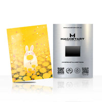 Cute Bunny Floral Wall Art – Whimsical Yellow Daisy Aluminium Print | MagnetArt