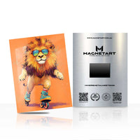 Cool Skateboard Lion Wall Art – Fun Urban Animal Aluminium Print | MagnetArt