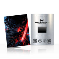 Inferno Rift Blade Metal Wall Art – Dark Anime Warrior Magnetic Aluminium Print | MagnetArt