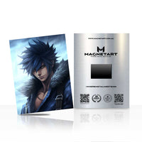 Blue Rain Anime Warrior Metal Wall Art – Cool Aesthetic Character Aluminium Poster | MagnetArt