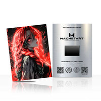Inferno Shadow Empress Metal Wall Art – Dark Fantasy Anime Portrait Magnetic Aluminium Print | MagnetArt