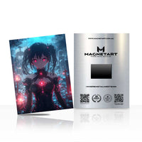 Starlight Core Awakening Metal Wall Art – Cosmic Anime Guardian Magnetic Aluminium Print | MagnetArt