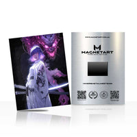 Moonlit Spirit Guardian Metal Wall Art – Celestial Anime Fox Shrine Maiden Magnetic Aluminium Print | MagnetArt