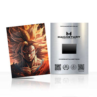 Flame Aura Anime Warrior Metal Wall Art – Intense Fire Power Character Aluminium Poster | MagnetArt