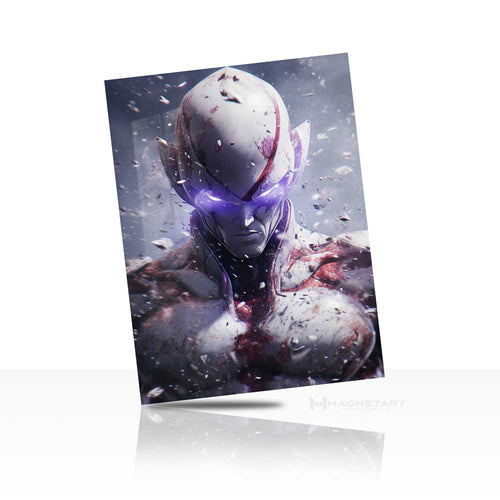 Purple Aura Anime Villain Metal Wall Art – Futuristic Antagonist Aluminium Poster | MagnetArt