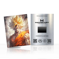 Golden Aura Anime Transformation Metal Wall Art – Legendary Power Character Aluminium Poster | MagnetArt