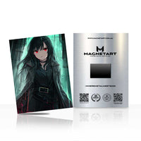 Emerald Shadow Sentinel Metal Wall Art – Dark Anime Guardian Magnetic Aluminium Print | MagnetArt
