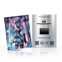 Frostlight Arcane Guardian Metal Wall Art – Celestial Anime Mage Magnetic Aluminium Print | MagnetArt