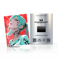 Cyber Sakura Neon Metal Wall Art – Futuristic Anime Magnetic Aluminium Print | MagnetArt