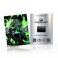 Toxic Neon Sentinel Metal Wall Art – Cyber Anime Magnetic Aluminium Print | MagnetArt