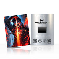 Eclipse Flame Warrior Metal Wall Art – Dark Fantasy Anime Magnetic Aluminium Print | MagnetArt