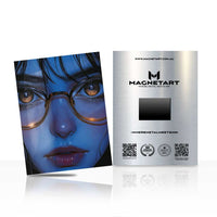 Midnight Azure Vision Metal Wall Art – Futuristic Anime Portrait Magnetic Aluminium Print | MagnetArt