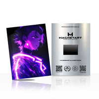 Neon Phantom Pulse Metal Wall Art – Cyberpunk Anime Magnetic Aluminium Print | MagnetArt