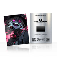 Neon Chaos Jester Metal Wall Art – Dark Cyberpunk Anime Magnetic Aluminium Print | MagnetArt