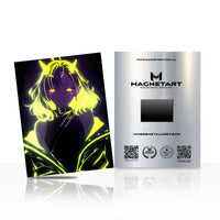 Neon Eclipse Muse Metal Wall Art – Electric Anime Magnetic Aluminium Print | MagnetArt