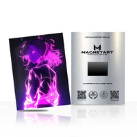 Violet Thunder Spirit Metal Wall Art – Neon Anime Magnetic Aluminium Print | MagnetArt