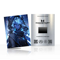 Neon Frost Enchantress Metal Wall Art – Futuristic Anime Fantasy Magnetic Aluminium Print | MagnetArt