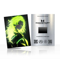 Volt Phantom Glow Metal Wall Art – Neon Silhouette Anime Magnetic Aluminium Print | MagnetArt