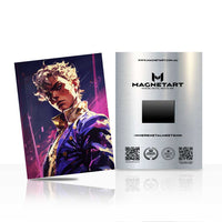 Neon Anime Street Style Hero Metal Wall Art – Purple Aesthetic Character Aluminium Poster | MagnetArt