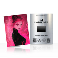 Neon Rose Phantom Metal Wall Art – Futuristic Anime Muse Magnetic Aluminium Print | MagnetArt