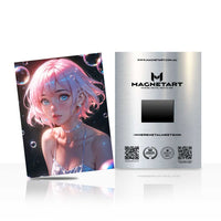 Celestial Sakura Dream Metal Wall Art – Ethereal Anime Portrait Magnetic Aluminium Print | MagnetArt