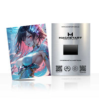 Aqua Prism Dreamer Metal Wall Art – Neon Anime Portrait Magnetic Aluminium Print | MagnetArt