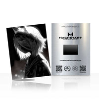 Midnight Echo Silhouette Metal Wall Art – Monochrome Anime Portrait Magnetic Aluminium Print | MagnetArt