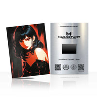 Crimson Midnight Enchantress Metal Wall Art – Dark Anime Femme Fatale Magnetic Aluminium Print | MagnetArt
