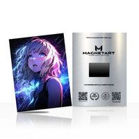 Celestial Neon Reverie Metal Wall Art – Dreamscape Anime Portrait Magnetic Aluminium Print | MagnetArt