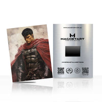 Red Cape Anime Warrior Metal Wall Art – Dark Knight Armour Aesthetic Aluminium Poster | MagnetArt