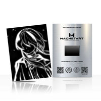Monochrome Echo Wanderer Metal Wall Art – Minimalist Anime Silhouette Magnetic Aluminium Print | MagnetArt