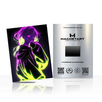 Neon Eclipse Whisper Metal Wall Art – Synthwave Anime Silhouette Magnetic Aluminium Print | MagnetArt