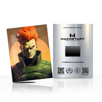 Red Hair Anime Warrior Metal Wall Art – Futuristic Anime Soldier Aluminium Poster | MagnetArt