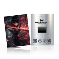 Crimson Shadow Blade Metal Wall Art – Dark Anime Warrior Magnetic Aluminium Print | MagnetArt