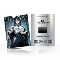Moonlit Katana Guardian Metal Wall Art – Elegant Anime Warrior Magnetic Aluminium Print | MagnetArt