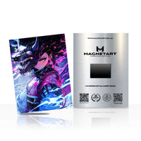 Neon Tempest Ronin Metal Wall Art – Cyberpunk Anime Warrior Magnetic Aluminium Print | MagnetArt